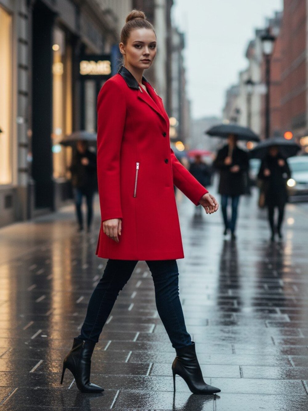 Michael Kors Red Peacoat Made in Italy, XS /US2 - Picture 2 of 15